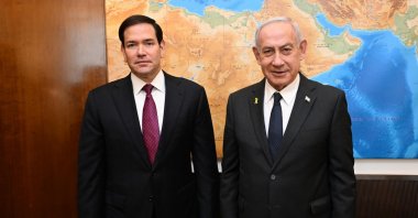 A handout photo made available by Israel&#039;s Government Press Office (GPO) shows Israeli Prime Minister Benjamin Netanyahu (R) and U.S. Secretary of State Marco Rubio (L) during their meeting in west Jerusalem, Israel, Sept. 15, 2025. (EPA Photo)