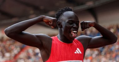 Australia&#039;s Gout Gout celebrates winning the men&#039;s 200m Ostrava Golden Spike Meeting at Mestsky Stadion, Ostrava, Czech Republic, June 24, 2025. (Reuters Photo)