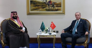 President Recep Tayyip Erdoğan and Saudi Crown Prince Mohammed bin Salman hold talks in Doha, Qatar, Sept. 15, 2025. (AA Photo)