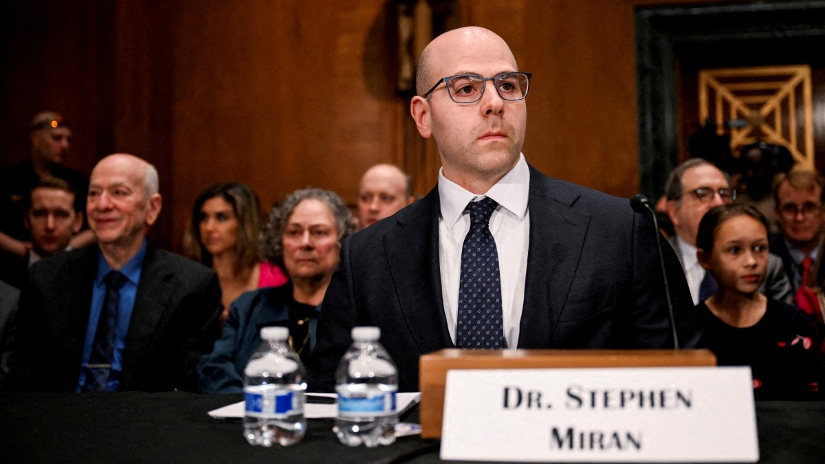 White House Council of Economic Advisers Chairman Stephen Miran sits during his confirmation hearing before a committee on Capitol Hill in Washington, D.C., U.S., Feb. 27, 2025. (Reuters Photo)