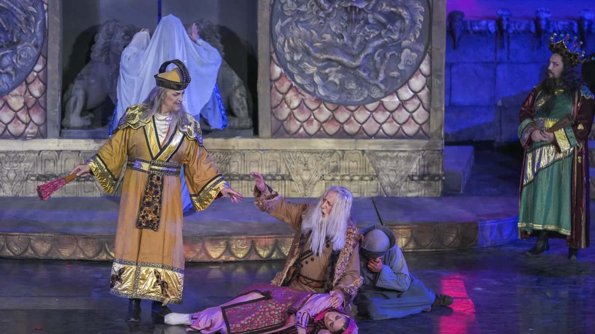 The 32nd International Aspendos Opera and Ballet Festival officially opened with a stunning performance of Giacomo Puccini’s renowned opera &quot;Turandot,&quot; Antalya, southern Türkiye, Sept. 15, 2025. (AA Photo)