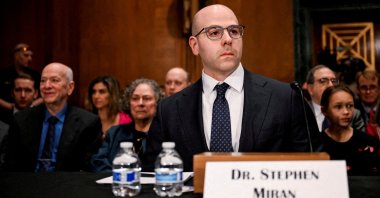 White House Council of Economic Advisers Chairman Stephen Miran sits during his confirmation hearing before a committee on Capitol Hill in Washington, D.C., U.S., Feb. 27, 2025. (Reuters Photo)