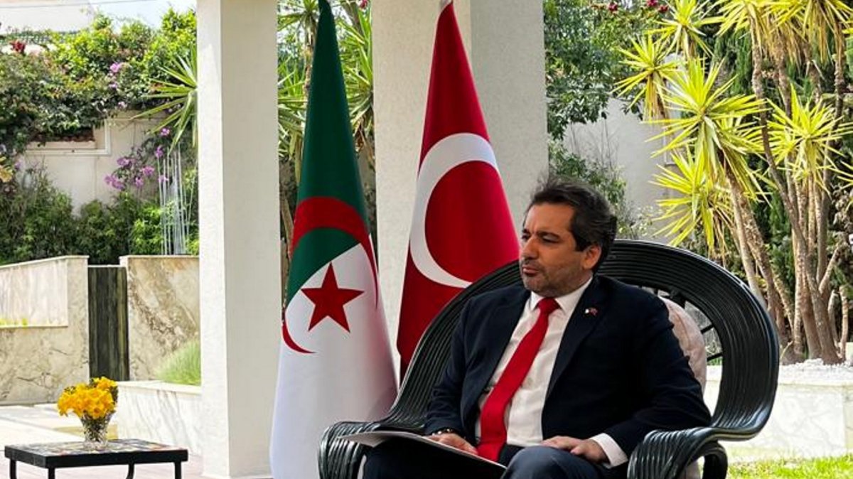 Turkish Ambassador to Algeria Muhammet Mücahit Küçükyılmaz speaks during an interview, Sept. 15, 2025. (AA Photo)