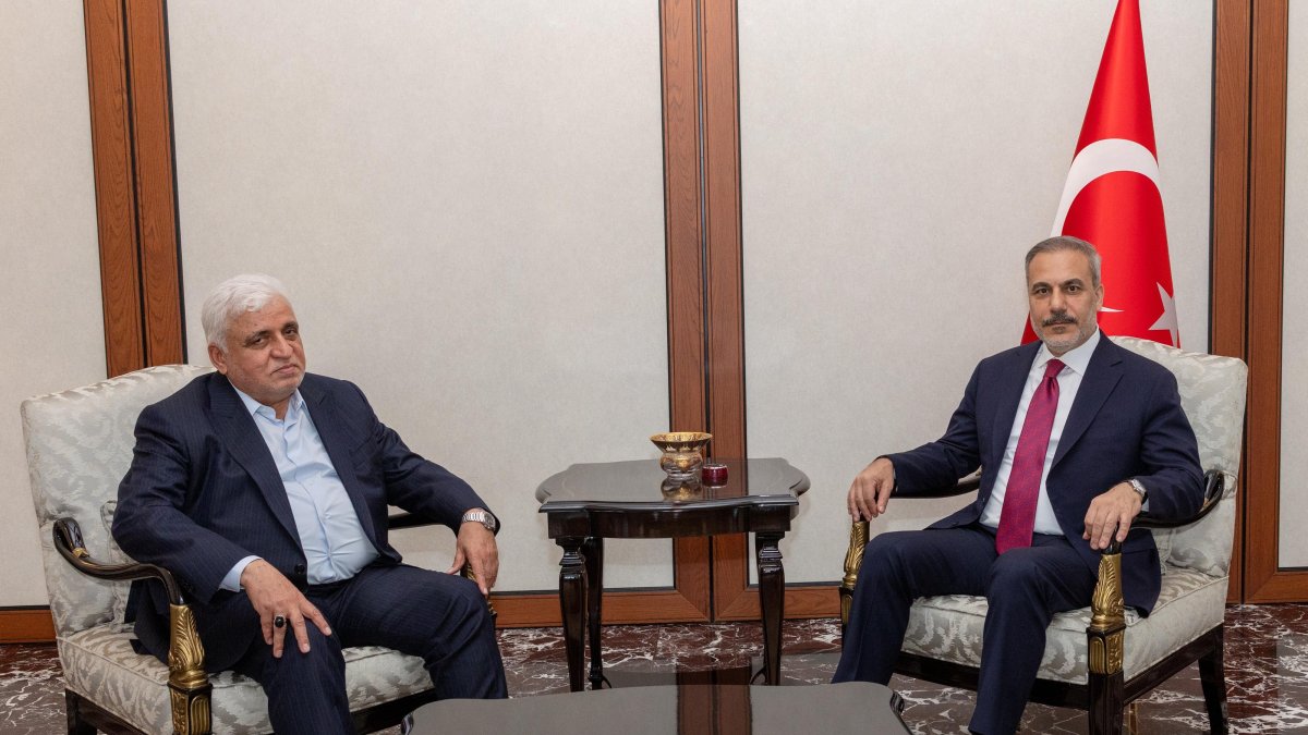 Foreign Minister Hakan Fidan (R) meets with Falih al-Feyyad, chair of the PMF Commission, Ankara, Türkiye, Aug. 30, 2025. (AA Photo)
