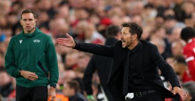 Atletico Madrid coach Diego Simeone reacts during the UEFA Champions League against Liverpool at Anfield, Liverpool, U.K., Sept. 17, 2025. (Reuters Photo)