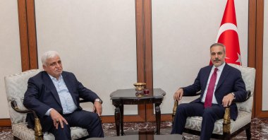 Foreign Minister Hakan Fidan (R) meets with Falih al-Feyyad, chair of the PMF Commission, Ankara, Türkiye, Aug. 30, 2025. (AA Photo)