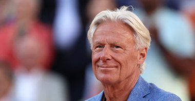 Former Swedish tennisman Bjorn Borg attends the trophy ceremony after Spain&#039;s Carlos Alcaraz won his men&#039;s singles final match against Germany&#039;s Alexander Zverev on Court Philippe-Chatrier on day fifteen of the French Open tennis tournament at the Roland Garros Complex, Paris, June 9, 2024. (AFP Photo)