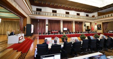 Parliament Speaker Numan Kurtulmuş (L) chairs a meeting of the National Solidarity, Brotherhood and Democracy Committee with civil society representatives, Ankara, Türkiye, Sept. 18, 2025. (AA Photo)