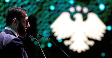 Syrian President Ahmed al-Sharaa speaks at an event in Damascus, Syria, Aug. 27, 2025. (Reuters Photo)