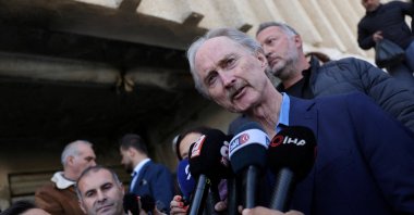 Geir Pedersen, U.N.&#039;s special envoy to Syria, speaks to the members of the media during his visit to Sednaya prison, which was known as a slaughterhouse under the Bashar Assad regime, in Sednaya, Syria, Dec. 16, 2024. (Reuters Photo)