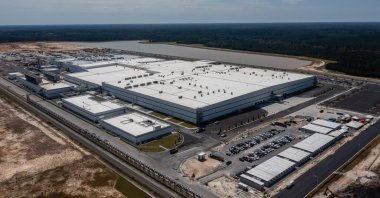 The still under-construction battery plant is seen on the Hyundai Metaplant site in Ellabell, Georgia, Sept. 9, 2025. (AFP Photo) 