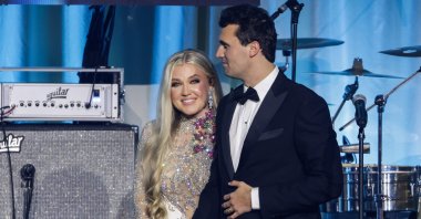 Turning Point USA Founder Charlie Kirk (R) and his wife Erika attend the Turning Point USA Inaugural-Eve Ball at the Salamander Hotel in Washington, D.C., U.S., Jan. 19, 2025. (AFP File Photo)