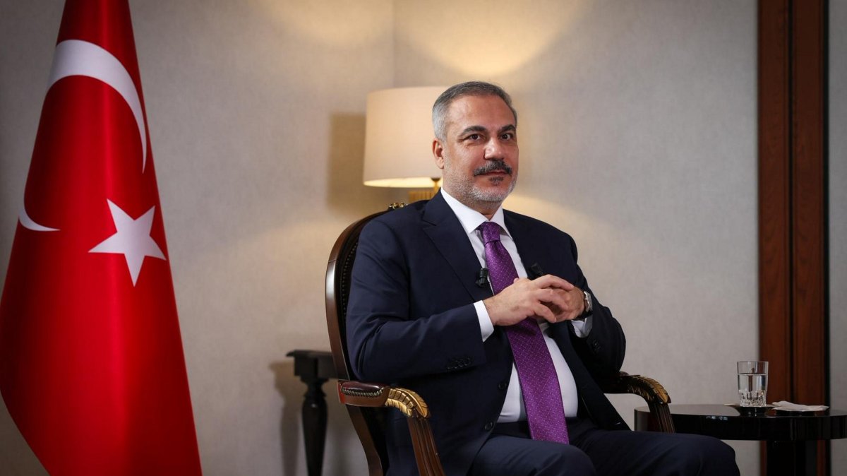 Foreign Minister Hakan Fidan speaks during an interview, Cairo, Egypt, Sept. 18, 2025. (AA Photo)