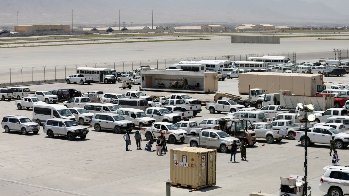 Parked vehicles are seen in Bagram U.S. air base, after American troops vacated it, Parwan, Afghanistan, July 5, 2021. (Reuters Photo)