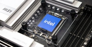 A sample of an Intel chip is displayed during Computex 2024, Taipei, Taiwan, June 4, 2024. (AFP Photo)