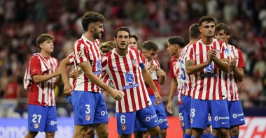 Atletico Madrid players celebrate after the La Liga match against Villarreal at the Riyadh Air Metropolitano, Madrid, Spain, Sept. 13, 2025. (Reuters Photo)