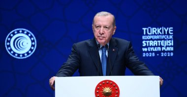 President Recep Tayyip Erdoğan speaks during a program to announce the 2025-2029 Cooperative Strategy and Action Plan, Istanbul, Türkiye, Sept. 19, 2025. (AA Photo)