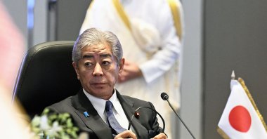 Japan&#039;s Foreign Minister Takeshi Iwaya attends the Gulf Cooperation Council (GCC) Foreign Ministers meeting in Kuwait City, Sept.1, 2025. (AFP Photo)