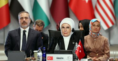First Lady Emine Erdoğan attends a summit on Palestine in Istanbul, Nov. 15, 2025. (AA File Photo)