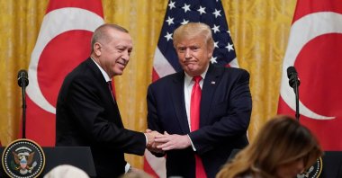 U.S. President Donald Trump and President Tayyip Erdoğan shake hands at the end of a joint news conference at the White House in Washington, U.S., Nov.13, 2019. (Reuters File Photo)