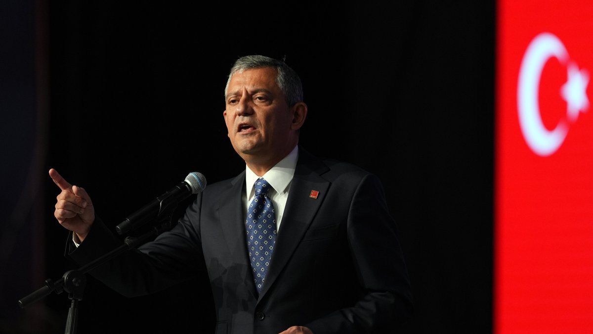 CHP Chairperson Özgür Özel speaks at the congress, Ankara, Türkiye, Sept. 21, 2025. (AA Photo)