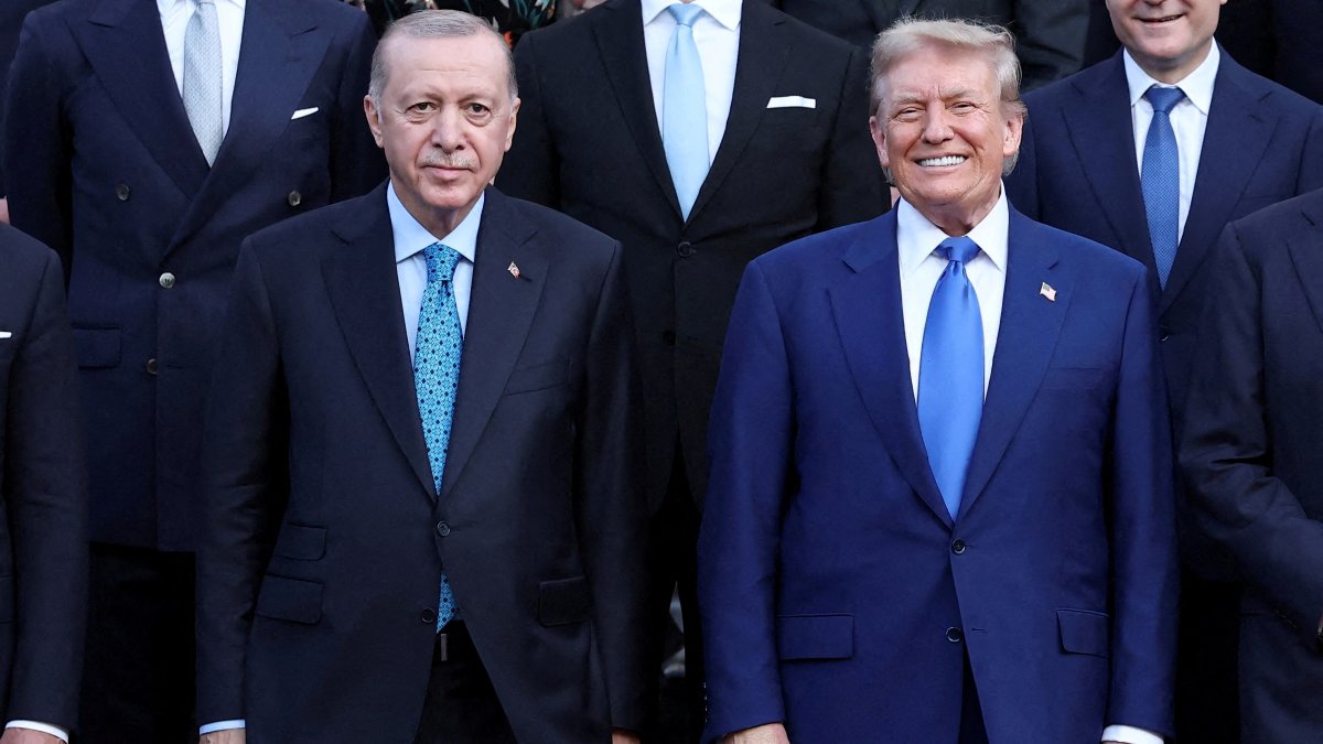 President Recep Tayyip Erdoğan and U.S. President Donald Trump pose for a picture ahead of a dinner hosted by Dutch King Willem-Alexander and Dutch Queen Maxima, on the sidelines of a NATO Summit, at Huis ten Bosch Palace in The Hague, Netherlands, June 24, 2025. (Reuters Photo)