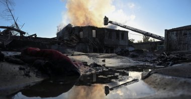 A firefighter works at the site of a private enterprise damaged during a Russian airstrike, amid Russia&#039;s attack on Ukraine, in Zaporizhzhia, Ukraine, Sept. 22, 2025. (Reuters Photo)