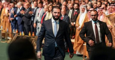 Syrian President Ahmed al-Sharaa attends the opening ceremony of the 62nd Damascus International Fair, Damascus, Syria, Aug. 27, 2025. (Reuters Photo)