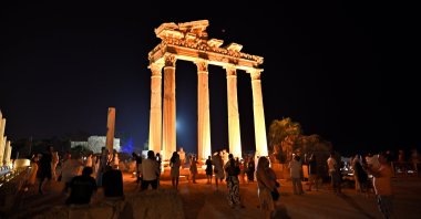 Tourists visit the Side Ancient City in the Manavgat district of Antalya, southern Türkiye, Sept. 7, 2025. (AA Photo)