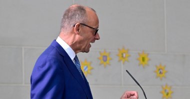 German Chancellor Friedrich Merz speaks at an event in Berlin, Germany, September 22, 2025. (AFP Photo)