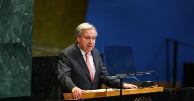 U.N. Secretary-General Antonio Guterres speaks during a United Nations Summit on Palestinians at U.N. headquarters during the United Nations General Assembly (UNGA) in New York, Sept. 22, 2025. (AFP Photo)