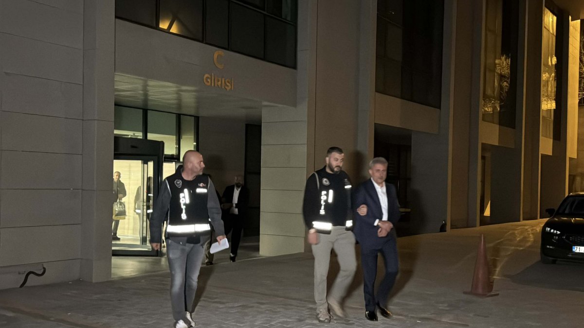 The mayor of Kırıkkale province’s Yahşihan district, Ahmet Sungur, is detained by police, Kırıkkale, Türkiye, Sept. 22, 2025. (AA Photo)