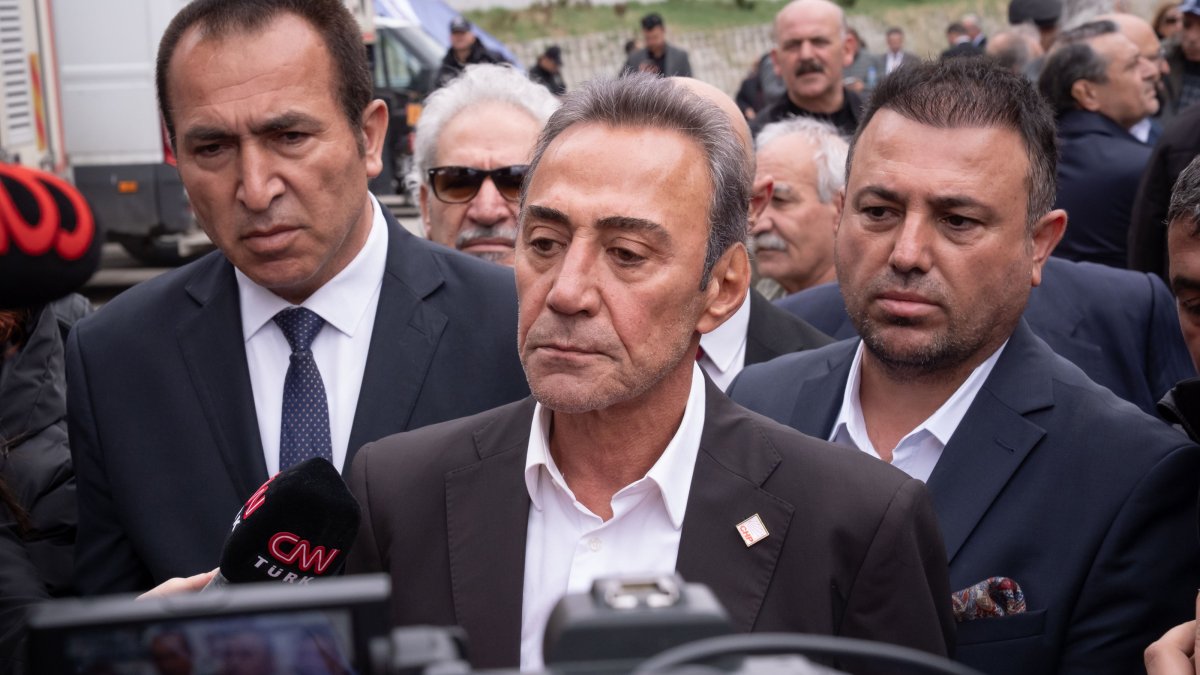 Berhan Şimşek speaks to reporters on the sidelines of CHP&#039;s convention in Istanbul, Türkiye, April 6, 2025. (AA Photo)