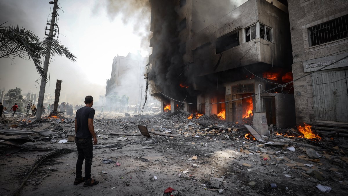 A building destroyed by Israel in the Samer area, Sept. 22, 2025. (AA Photo)