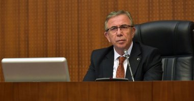 Ankara Metropolitan Mayor Mansur Yavaş speaks at the first city council meeting after local elections, Ankara, Türkiye, April 14, 2019. (AA Photo)