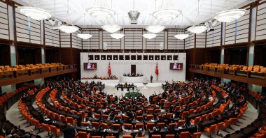 Lawmakers approve a motion condemning Israel’s expanded occupation in Gaza and its actions against the Palestinian people at Parliament, Ankara, Türkiye, Aug. 29, 2025. (AA Photo)