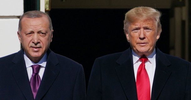U.S. President Donald Trump greets President Recep Tayyip Erdoğan upon arrival outside the White House, Washington, U.S., Nov.13, 2019. (AFP Photo)