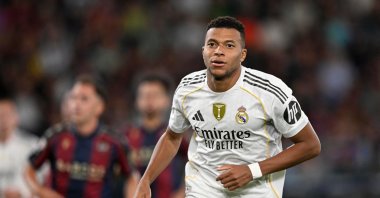 Real Madrid&#039;s Kylian Mbappe celebrates after scoring during a LaLiga match against Levante at the Estadi Ciutat de Valencia, Valencia, Spain, Sept. 23, 2025. (Reuters Photo)