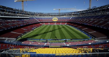 General view of Camp Nou during a press visit to see the ongoing renovation work on the stadium, Barcelona, Spain, Sept. 23, 2025. (EPA Photo)