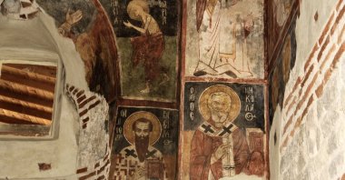 The paintings on the walls of the 700-year-old historic church, Sinop, northern Türkiye, Sept. 20, 2025. (AA Photo)