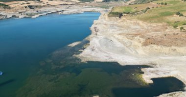 A drained water reservoir highlights the impact of climate change on water resources, Tekirdağ, Türkiye, Sept. 15, 2025. (AA Photo)
