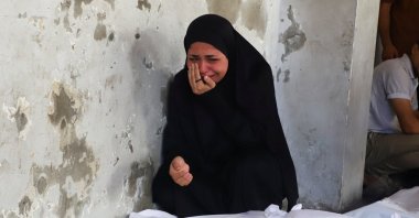 Tasneem Ayad, a Palestinian woman, bids farewell to her brother Abdullah, who was killed in a deadly overnight Israeli strike, Gaza City, Palestine, Sept. 24, 2025. (Reuters Photo)