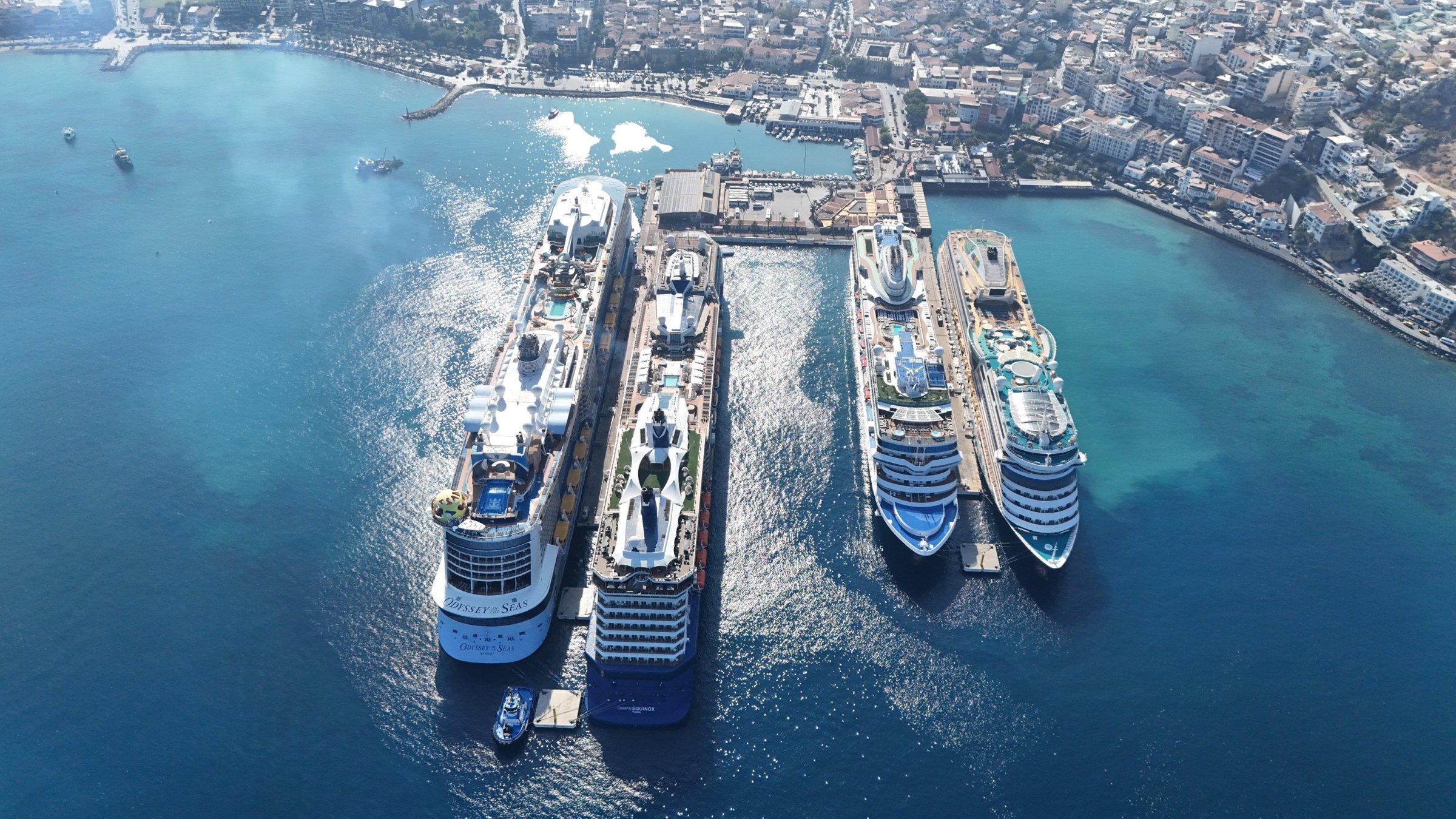 Cruise ships dock in Kuşadası, Aydın province, western Türkiye, Sept. 24, 2025. (AA Photo)
