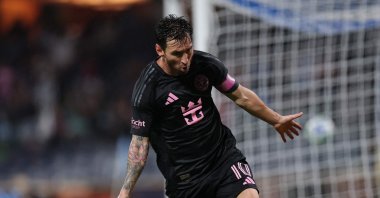 Inter Miami&#039;s Lionel Messi celebrates after scoring the team&#039;s fourth goal during the MLS match against New York City FC at Citi Field, New York City, U.S., Sept. 24, 2025. (AFP Photo)