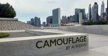 The installation of Ai Weiwei’s &quot;Camouflage,&quot; New York, U.S., Sept. 23, 2025. (Photo by Funda Karayel)