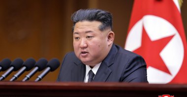 An undated photo released by the official North Korean Central News Agency (KCNA) shows North Korean Leader Kim Jong Un speaking during a meeting in Pyongyang, North Korea. (EPA Photo)