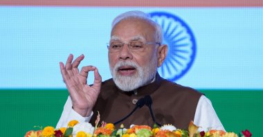 India&#039;s Prime Minister Narendra Modi delivers a speech at a meeting in Tokyo, Japan, Aug. 29, 2025. (AFP Photo)