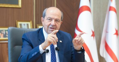 TRNC President Ersin Tatar speaks to Anadolu Agency (AA), Lefkoşa (Nicosia), TRNC, Sept. 25, 2025. (AA Photo)