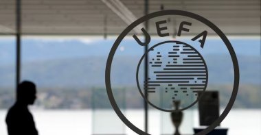 A logo is pictured on UEFA headquarters, Nyon, Switzerland, April 15, 2016. (Reuters Photo)
