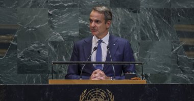 Prime Minister of Greece Kyriakos Mitsotakis speaks during the General Debate of the 80th session of the United Nations General Assembly at United Nations headquarters in New York, Sept. 26, 2025. (EPA Photo)
